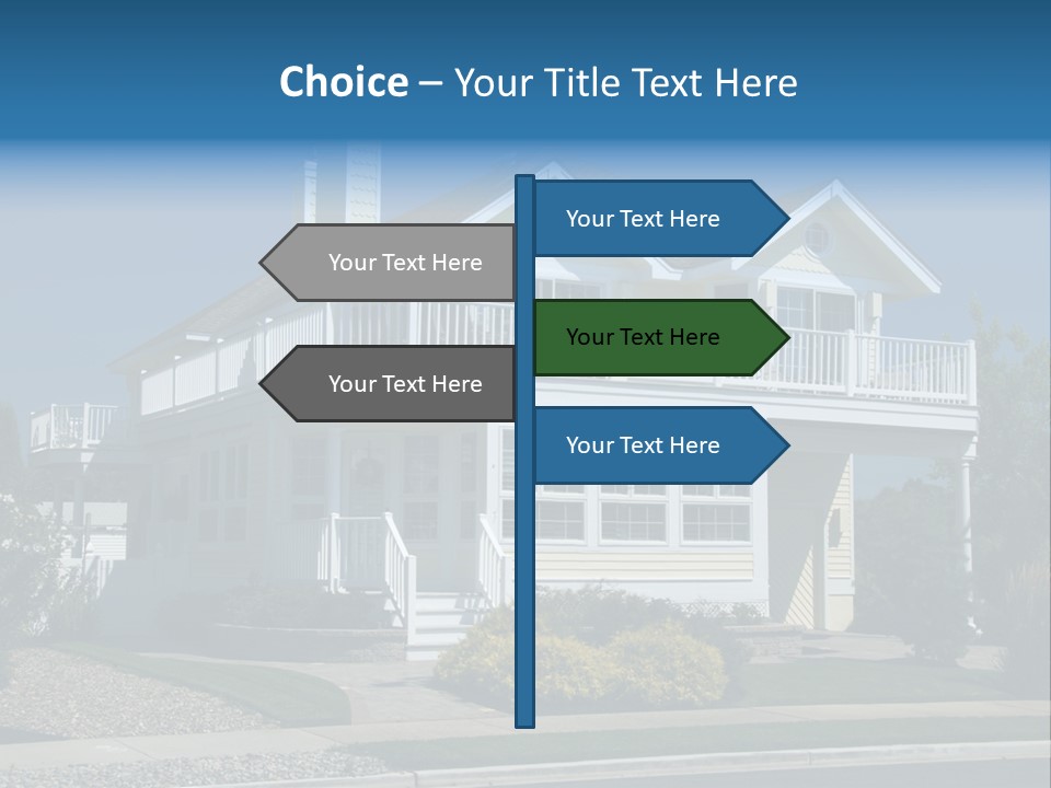 Contemporary Beach House; Pastel Yellow Against Deep Blue Sky PowerPoint Template