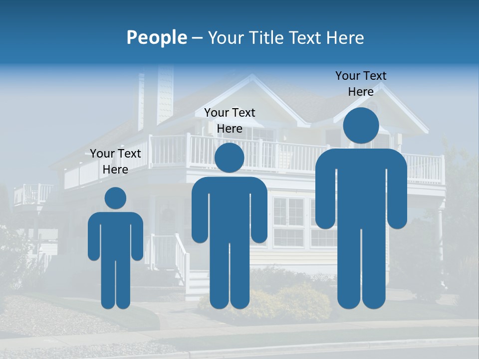 Contemporary Beach House; Pastel Yellow Against Deep Blue Sky PowerPoint Template