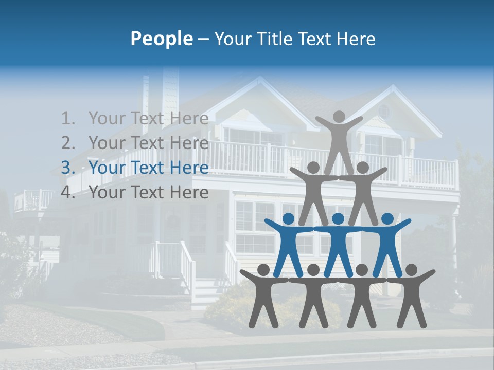 Contemporary Beach House; Pastel Yellow Against Deep Blue Sky PowerPoint Template