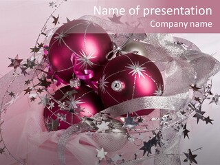 Christmas Series: Still Life With Three Pink Balls PowerPoint Template