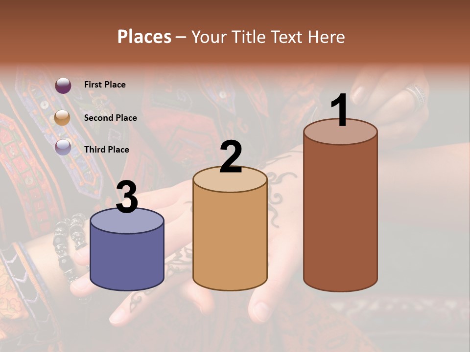 A Woman Paints A Design On A Girl With Henna. PowerPoint Template