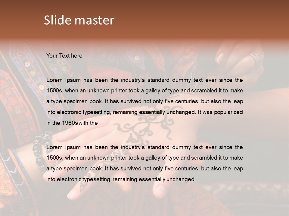 A Woman Paints A Design On A Girl With Henna. PowerPoint Template