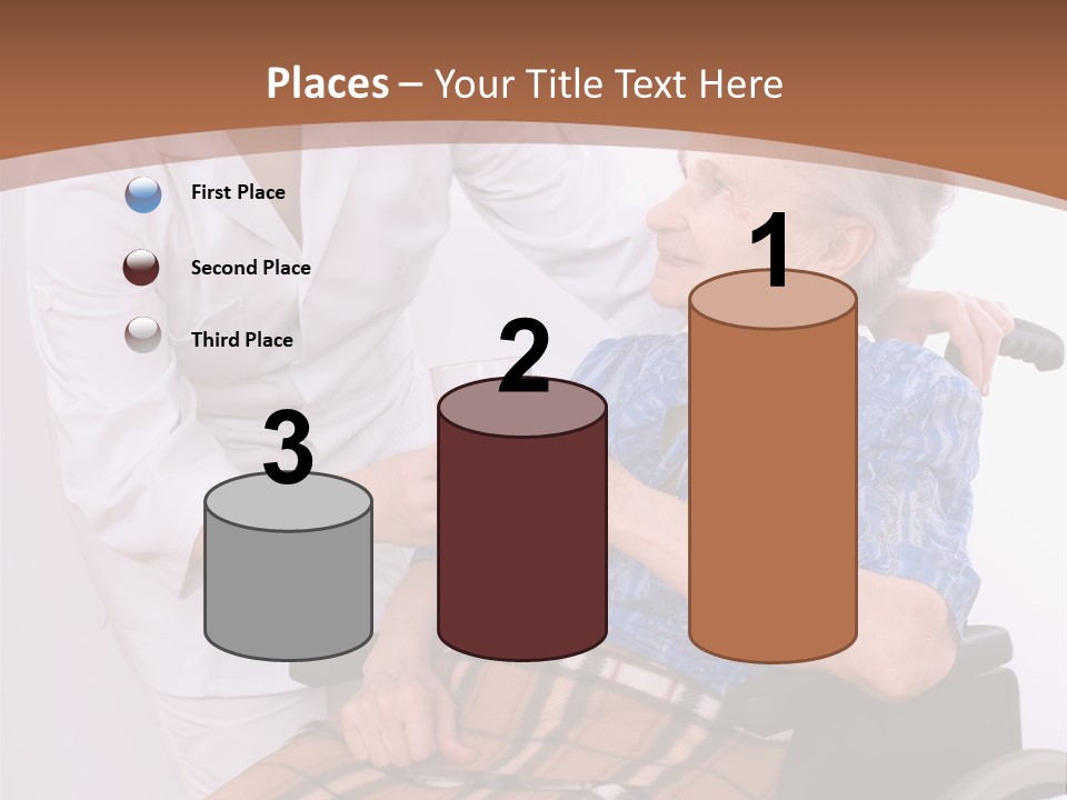 Health Care Worker And Elderly Woman In Wheelchair Needs Help PowerPoint Template