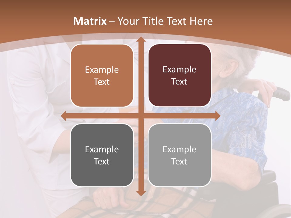 Health Care Worker And Elderly Woman In Wheelchair Needs Help PowerPoint Template