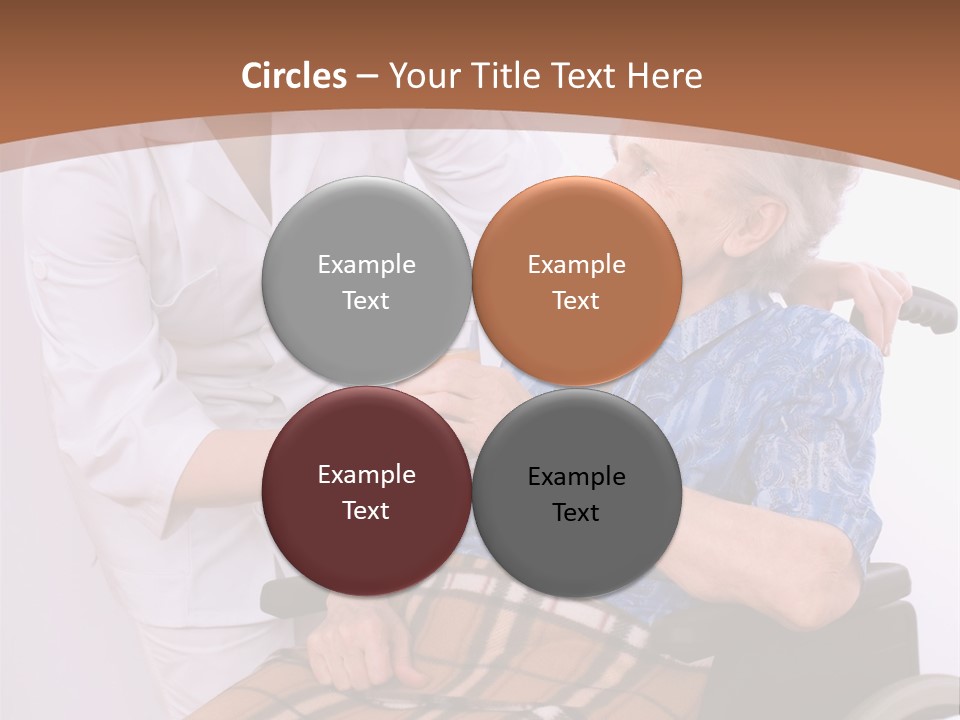 Health Care Worker And Elderly Woman In Wheelchair Needs Help PowerPoint Template