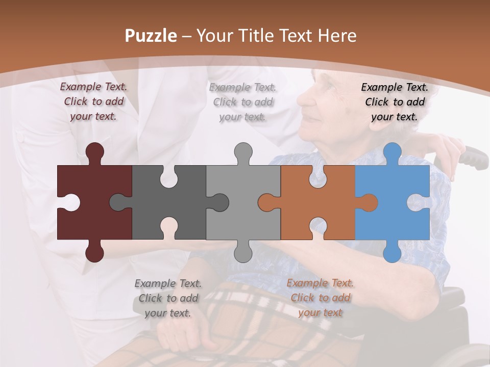 Health Care Worker And Elderly Woman In Wheelchair Needs Help PowerPoint Template