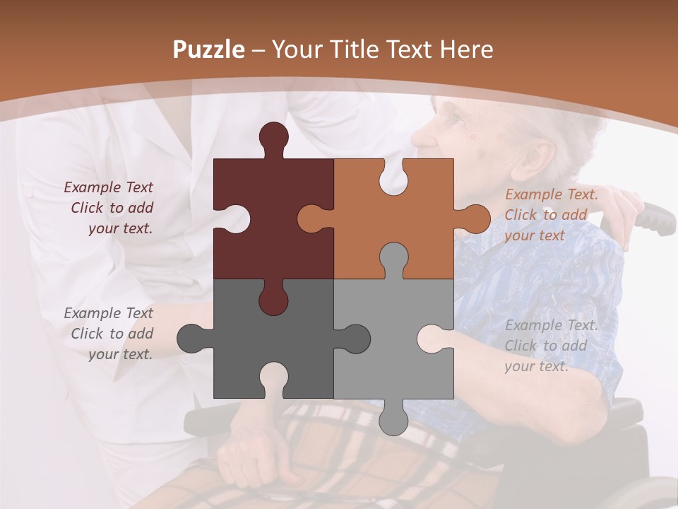 Health Care Worker And Elderly Woman In Wheelchair Needs Help PowerPoint Template