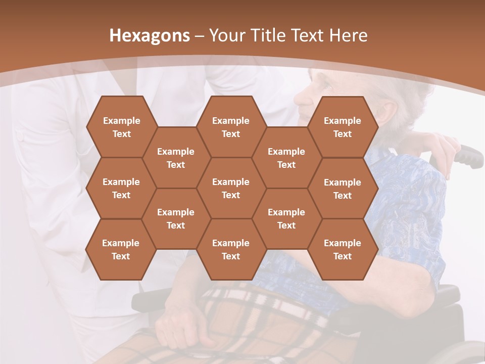 Health Care Worker And Elderly Woman In Wheelchair Needs Help PowerPoint Template