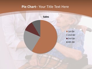 Health Care Worker And Elderly Woman In Wheelchair Needs Help PowerPoint Template