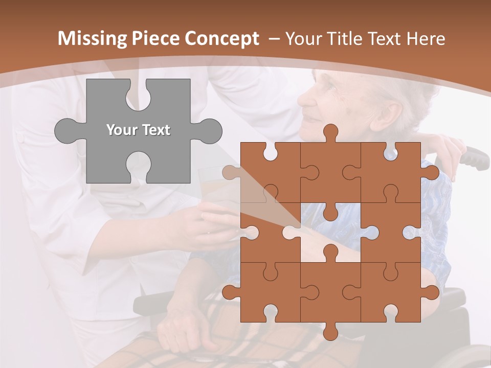 Health Care Worker And Elderly Woman In Wheelchair Needs Help PowerPoint Template