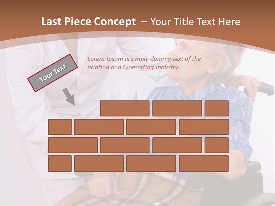 Health Care Worker And Elderly Woman In Wheelchair Needs Help PowerPoint Template