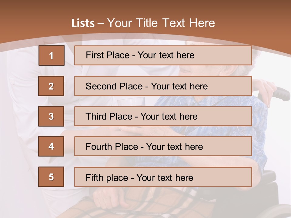 Health Care Worker And Elderly Woman In Wheelchair Needs Help PowerPoint Template