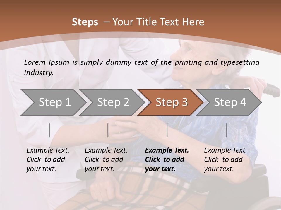 Health Care Worker And Elderly Woman In Wheelchair Needs Help PowerPoint Template