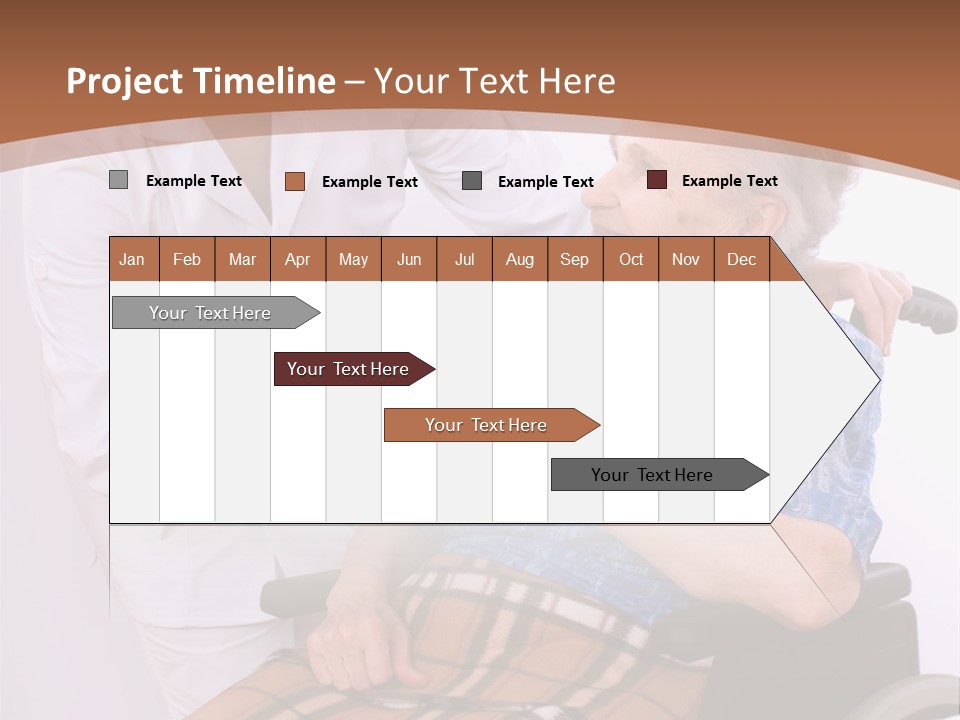 Health Care Worker And Elderly Woman In Wheelchair Needs Help PowerPoint Template