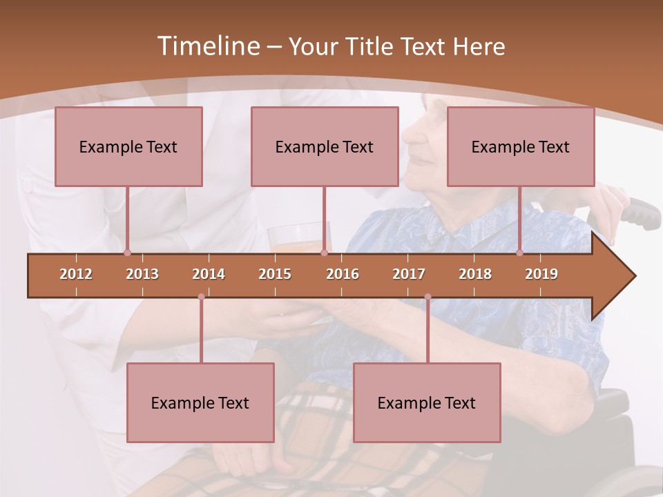 Health Care Worker And Elderly Woman In Wheelchair Needs Help PowerPoint Template