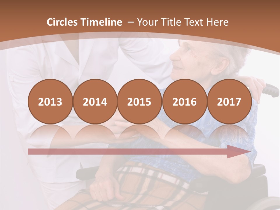 Health Care Worker And Elderly Woman In Wheelchair Needs Help PowerPoint Template