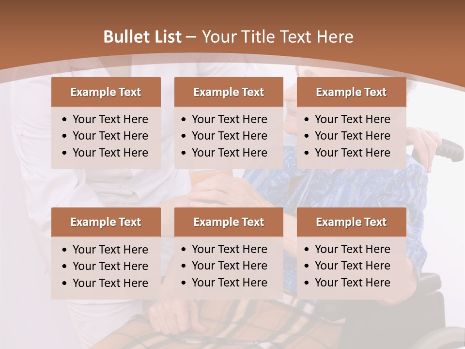 Health Care Worker And Elderly Woman In Wheelchair Needs Help PowerPoint Template