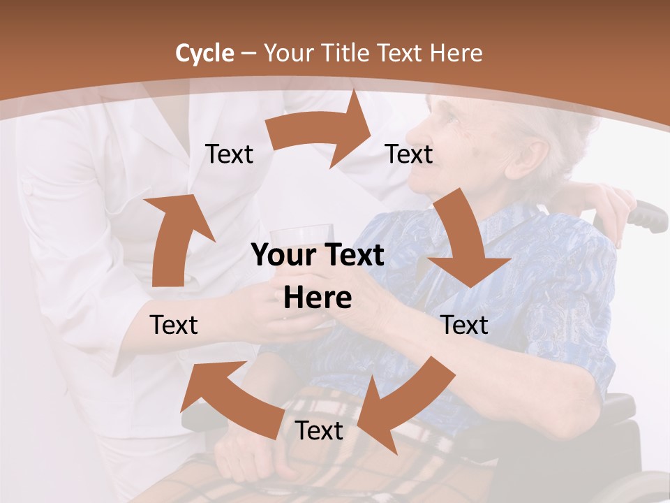 Health Care Worker And Elderly Woman In Wheelchair Needs Help PowerPoint Template