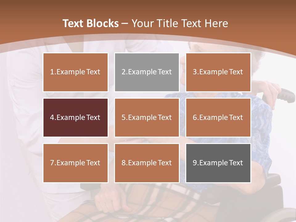 Health Care Worker And Elderly Woman In Wheelchair Needs Help PowerPoint Template