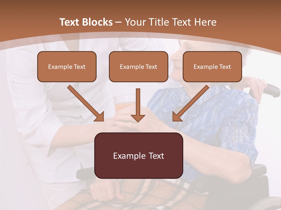 Health Care Worker And Elderly Woman In Wheelchair Needs Help PowerPoint Template