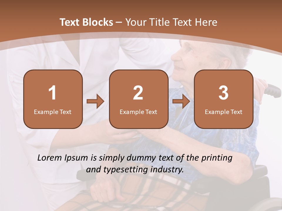 Health Care Worker And Elderly Woman In Wheelchair Needs Help PowerPoint Template