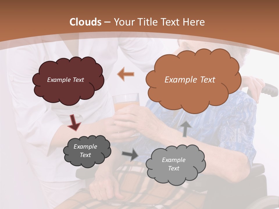 Health Care Worker And Elderly Woman In Wheelchair Needs Help PowerPoint Template