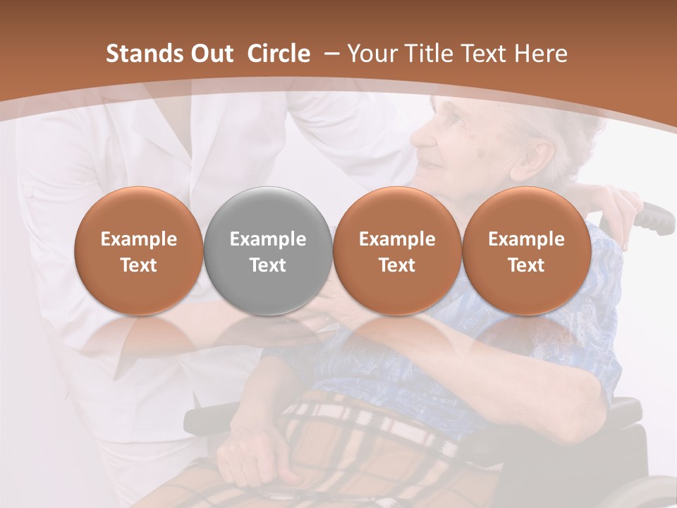 Health Care Worker And Elderly Woman In Wheelchair Needs Help PowerPoint Template
