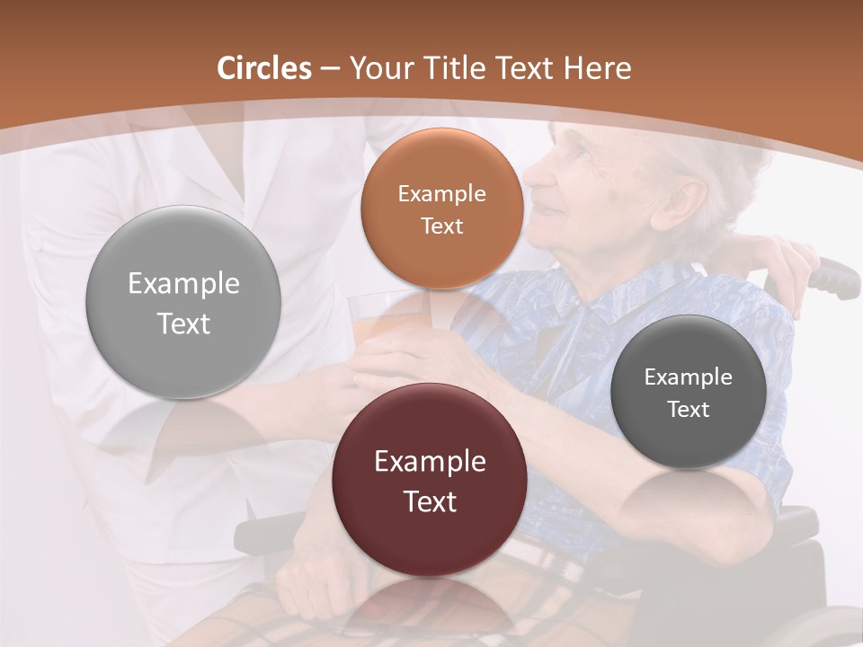 Health Care Worker And Elderly Woman In Wheelchair Needs Help PowerPoint Template