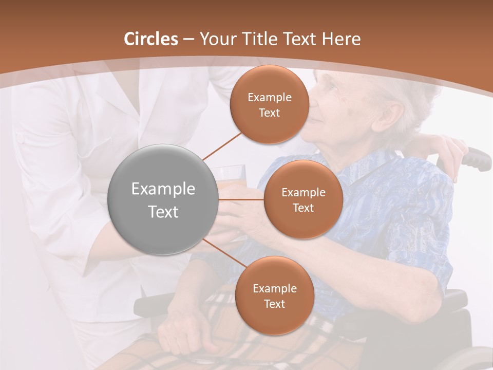 Health Care Worker And Elderly Woman In Wheelchair Needs Help PowerPoint Template