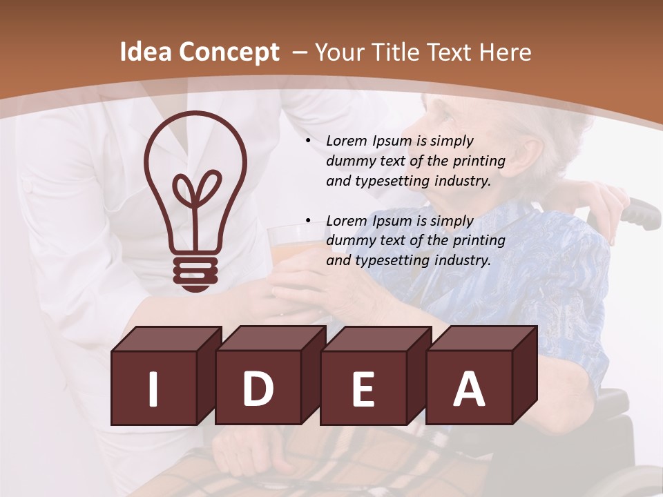 Health Care Worker And Elderly Woman In Wheelchair Needs Help PowerPoint Template