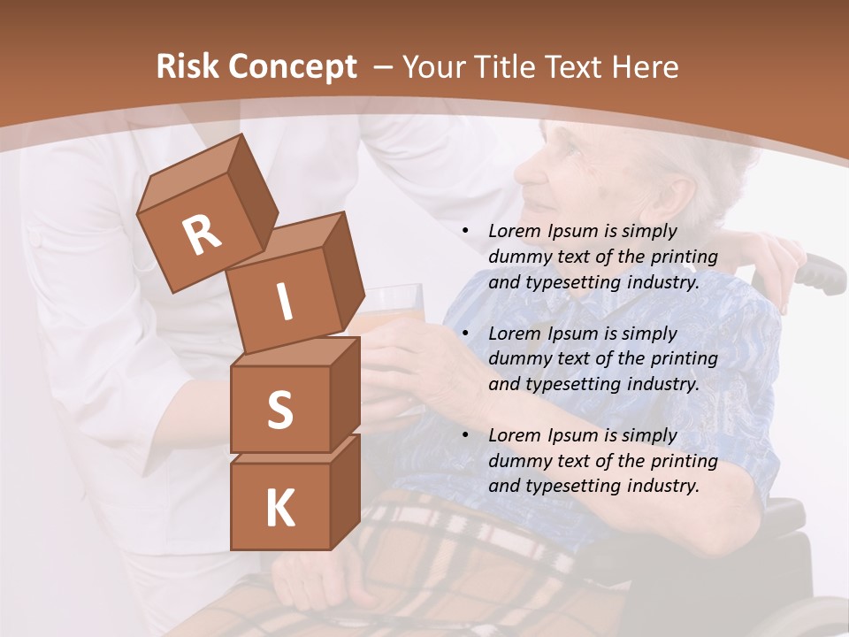 Health Care Worker And Elderly Woman In Wheelchair Needs Help PowerPoint Template