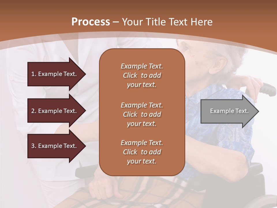 Health Care Worker And Elderly Woman In Wheelchair Needs Help PowerPoint Template