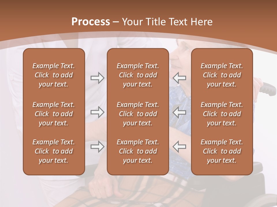 Health Care Worker And Elderly Woman In Wheelchair Needs Help PowerPoint Template