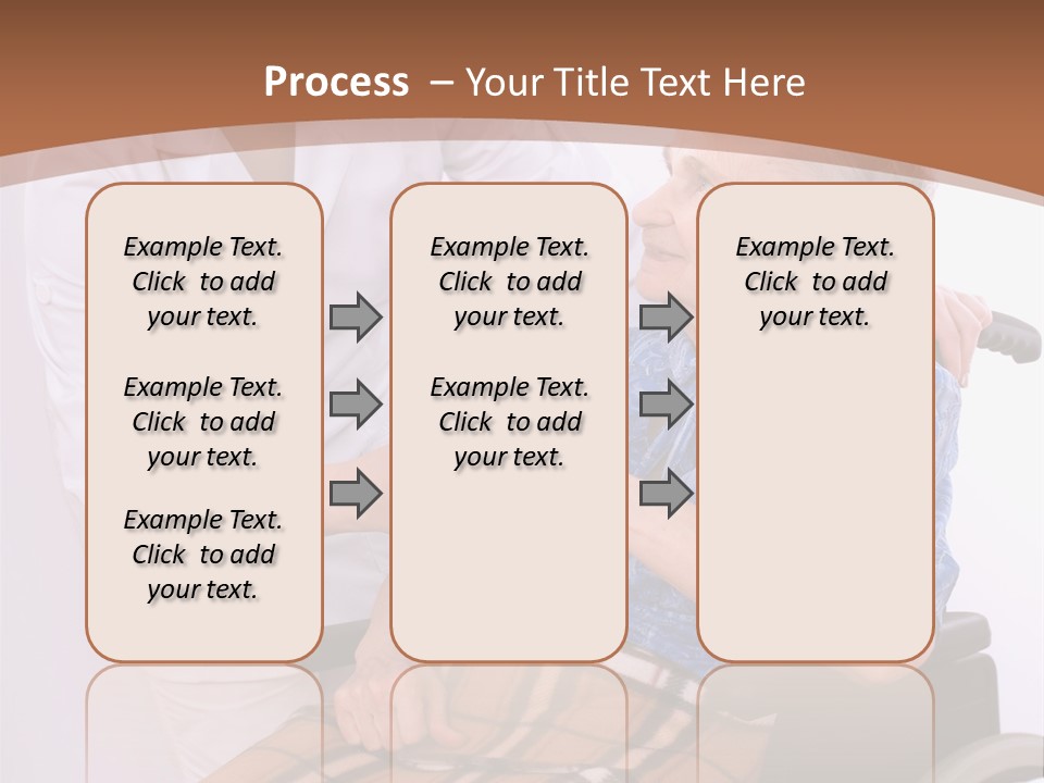 Health Care Worker And Elderly Woman In Wheelchair Needs Help PowerPoint Template
