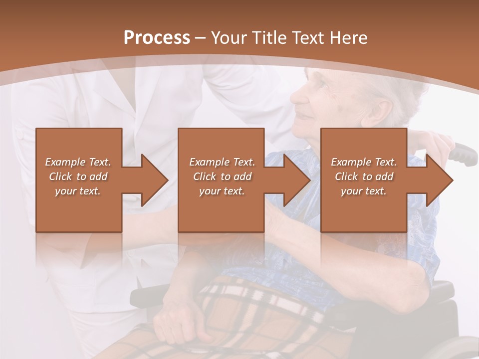 Health Care Worker And Elderly Woman In Wheelchair Needs Help PowerPoint Template