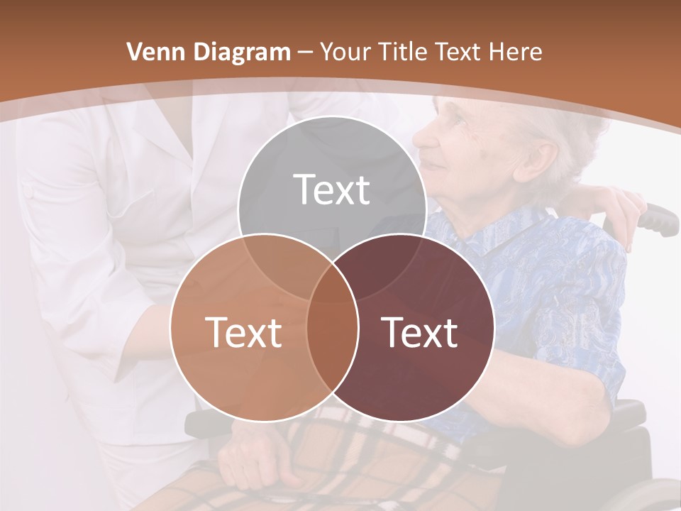 Health Care Worker And Elderly Woman In Wheelchair Needs Help PowerPoint Template