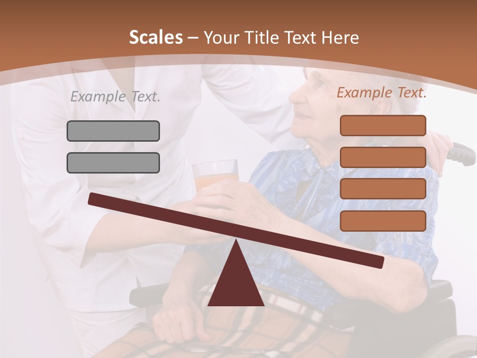 Health Care Worker And Elderly Woman In Wheelchair Needs Help PowerPoint Template