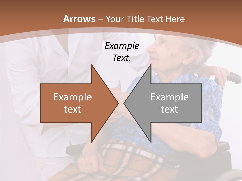 Health Care Worker And Elderly Woman In Wheelchair Needs Help PowerPoint Template