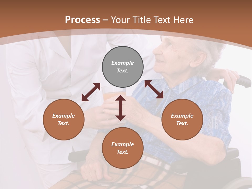 Health Care Worker And Elderly Woman In Wheelchair Needs Help PowerPoint Template