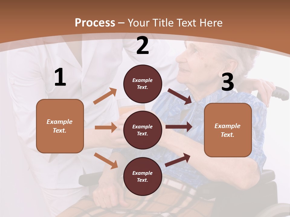 Health Care Worker And Elderly Woman In Wheelchair Needs Help PowerPoint Template