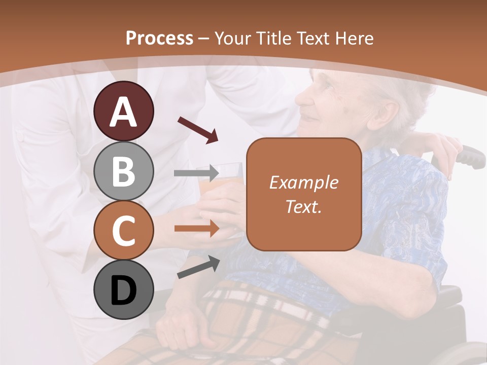 Health Care Worker And Elderly Woman In Wheelchair Needs Help PowerPoint Template