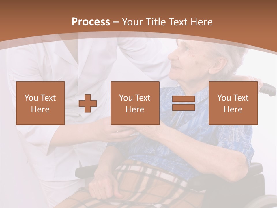 Health Care Worker And Elderly Woman In Wheelchair Needs Help PowerPoint Template