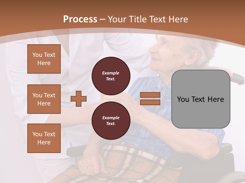 Health Care Worker And Elderly Woman In Wheelchair Needs Help PowerPoint Template