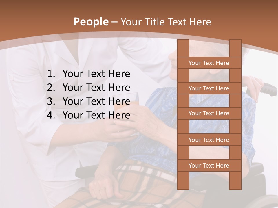 Health Care Worker And Elderly Woman In Wheelchair Needs Help PowerPoint Template