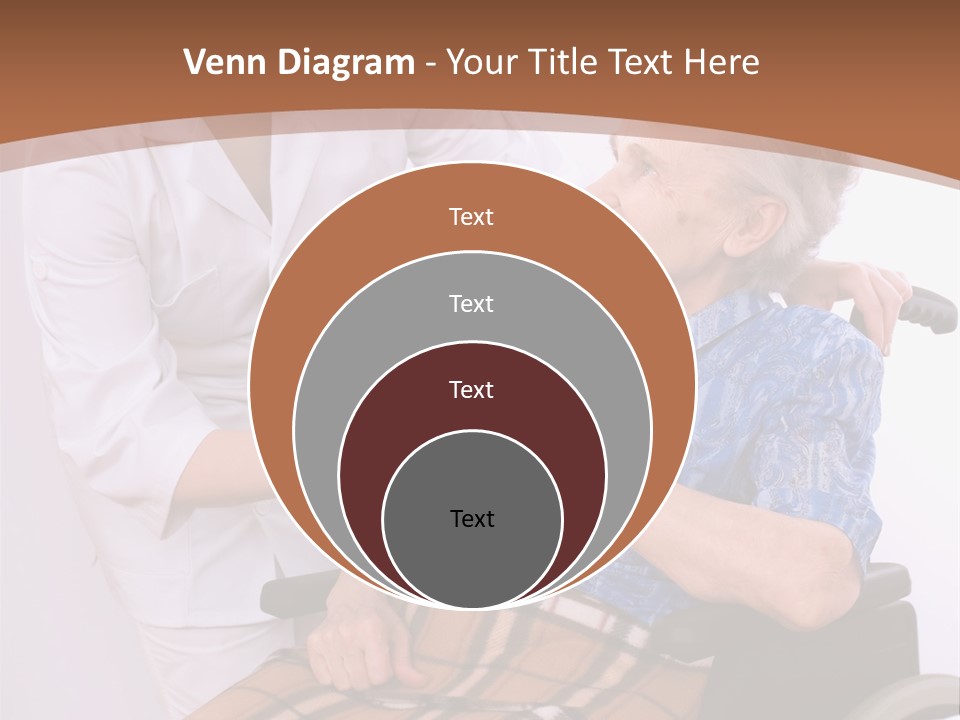 Health Care Worker And Elderly Woman In Wheelchair Needs Help PowerPoint Template