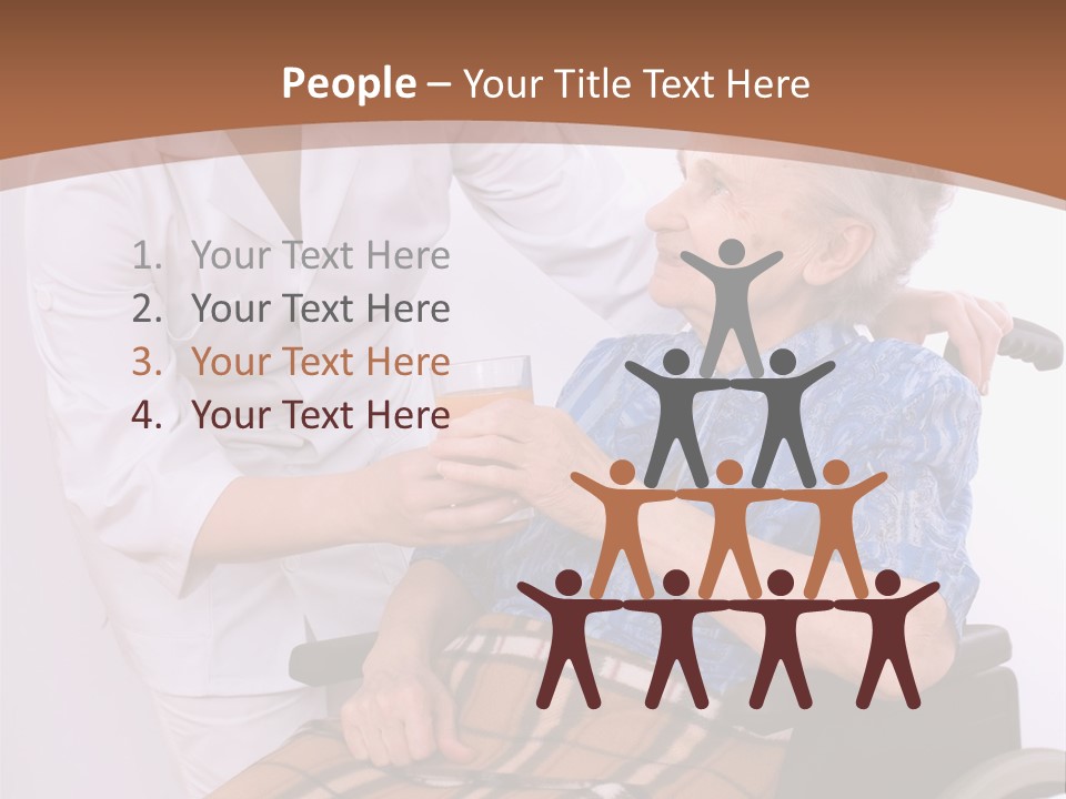 Health Care Worker And Elderly Woman In Wheelchair Needs Help PowerPoint Template