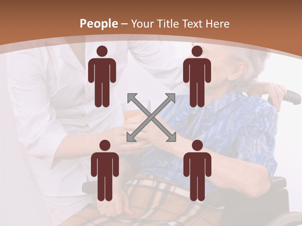 Health Care Worker And Elderly Woman In Wheelchair Needs Help PowerPoint Template