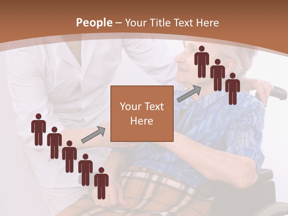 Health Care Worker And Elderly Woman In Wheelchair Needs Help PowerPoint Template