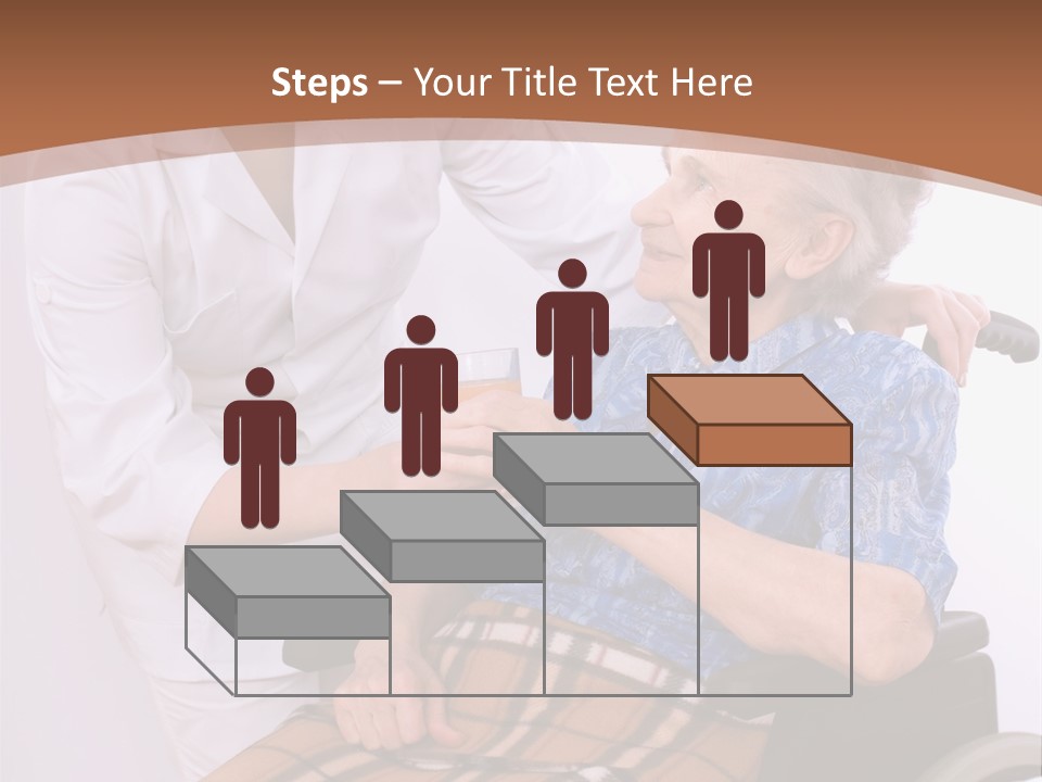 Health Care Worker And Elderly Woman In Wheelchair Needs Help PowerPoint Template