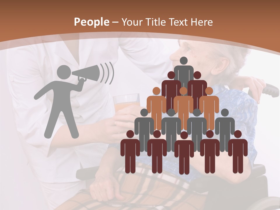 Health Care Worker And Elderly Woman In Wheelchair Needs Help PowerPoint Template